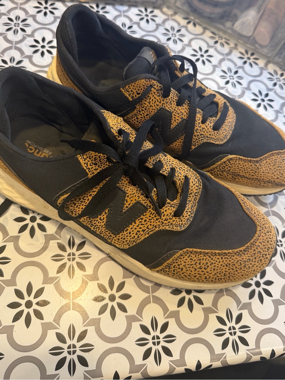 New Balance Black and Tan/Brown Patterned Men's Sneakers